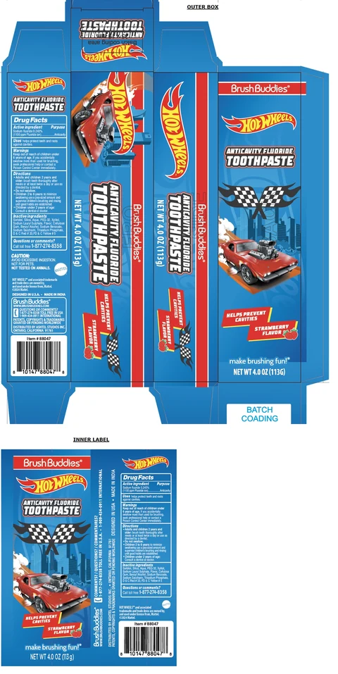 Brush Buddies - Hot Wheels ANTICAVITY FLUORIDE packaging