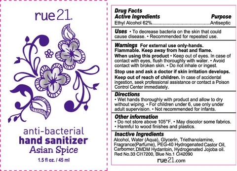 Rue 21 Asian Spice Anti-Bacterial Hand Sanitizer 포장