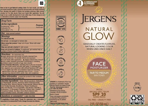 Jergens Natural Glow FaceDaily Moisturizer for Fair/Medium Skin packaging