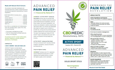 CBDMEDIC Active Sport Pain Relief Stick packaging