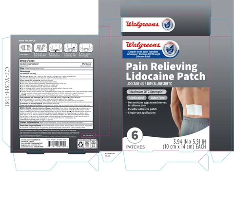 Walgreens Pain Relieving Lidocaine Patch packaging