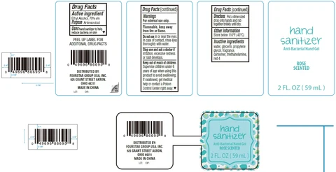 Rose scented anti-bacterial hand sanitizer packaging