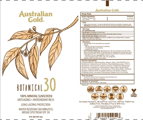 Australian GoldBotanical Mineral Sunscreen Broad Spectrum SPF 30 포장