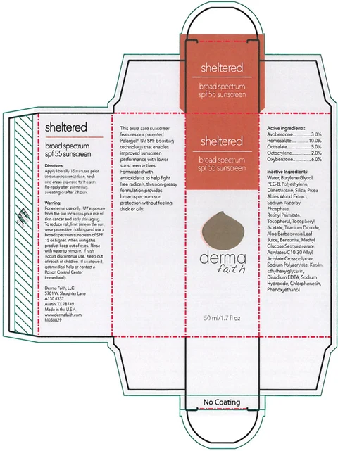 Sheltered Broad Spectrum SPF 55 Sunscreen 포장