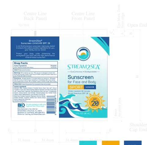 Stream2Sea Broad Spectrum Sport Face & Body SPF 20 3oz