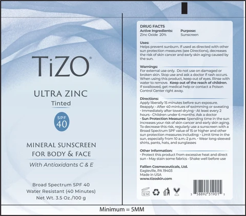 Principal Display Panel - TiZO Ultra Zinc SPF 40 Tube Label