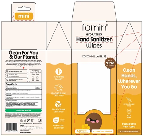 fomin mini Hand Sanitizer Wipes COCO-NILLA BLISS packaging