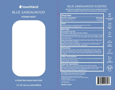 Touchland Power Mist Hand Sanitizer Blue Sandalwood 포장