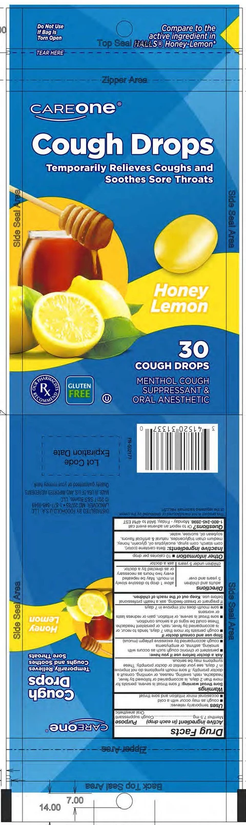 honey lemon cough drops packaging