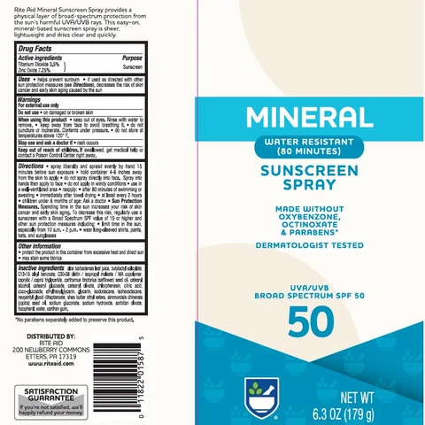 Rite Aid Mineral Sunscreen Broad Spectrum SPF 50 packaging