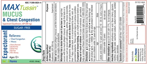 MAX Tussin Mucus and Chest Congestion Sugar Free packaging