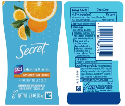 Secret Invigorating Citrus Invisible 포장
