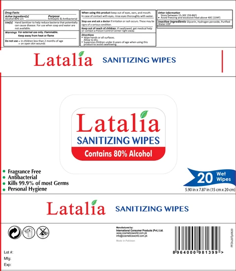 Latalia Sanitizing Wipes packaging