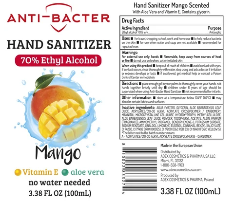 Anti-Bacter Hand Sanitizer 70 Ethyl Alcohol Mango 포장