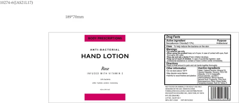 BODY PRESCRIPTIONS Rose INFUSED WITH VITAMIN E ANTIBACTERIAL HAND 포장