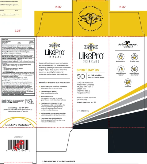 LikePro Skincare Sport Day UV Face Sunscreen SPF 50 packaging