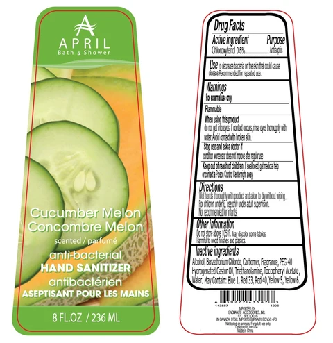 April Bath and Shower Cucumber Melon Scented Hand Sanitizer Anti-Bacterial 포장