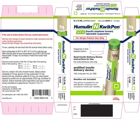 PACKAGE LABEL – Humulin N KwikPen 3mL 5ct