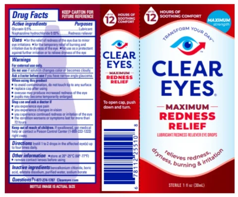 Clear Eyes Maximum Redness Relief 포장