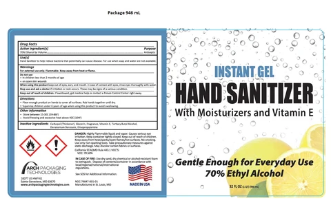 Arch Packaging INSTANT Gel HAND SANITIZER 포장