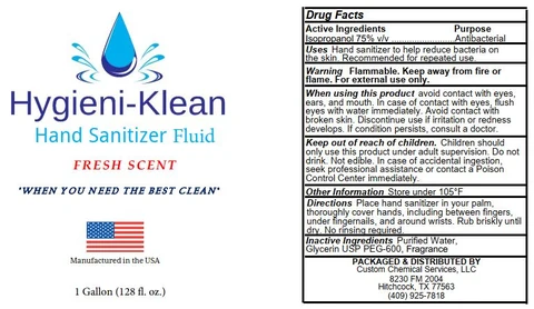 Hygieni-Klean Hand Sanitizer Fluid Fresh 포장
