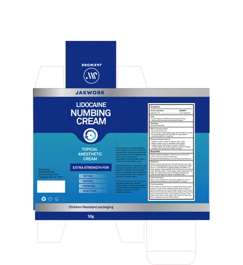 Jakwork Numbing Cream packaging