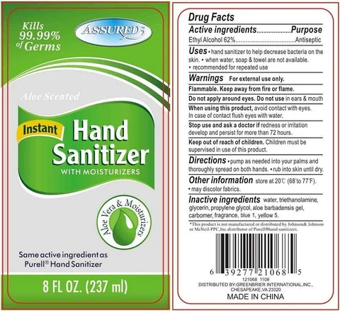 Assured Aloe Scented Instant Hand Sanitizer 포장