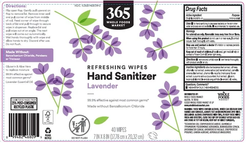 Lavender Hand Sanitizer Wipes packaging