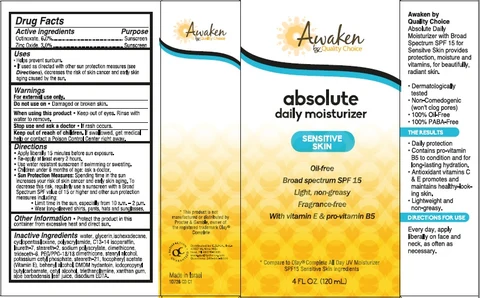 Awaken by Quality Choice Absolute Daily Moisturizer Broad Spectrum SPF 15 Sunscreen 포장