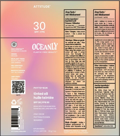 ATTITUDE Oceanly Phyto-Sun Tinted Oil SPF 30 포장
