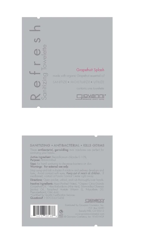 Refresh Sanitizing TowletteOrganic Grapefruit Splash 포장