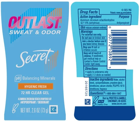 Secret Outlast Hygienic Fresh Clear 포장