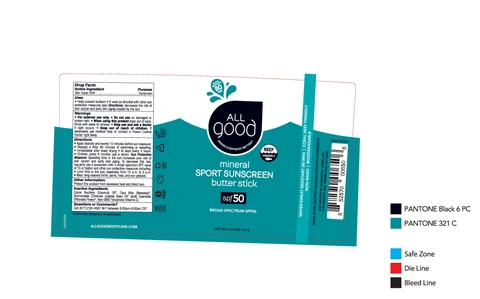 All Good Mineral Sport Sunscreen Butter Stick SPF 50 포장