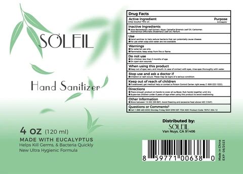 Soleil Hand Sanitizer packaging