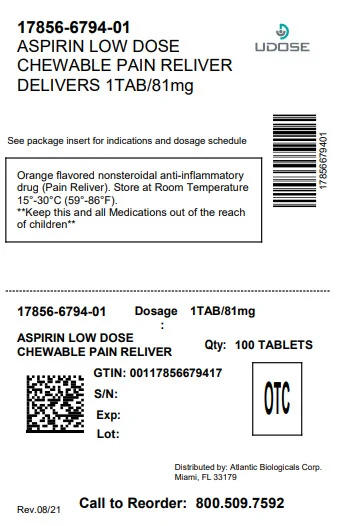 Aspirin Low Dose Chewable Orange 포장