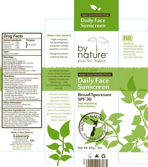 By Nature Daily Face Sunscreen Broad Spectrum SPF 30 packaging
