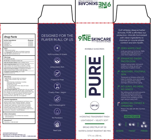 Back9ine Skincare Pure Invisible Sunscreen SPF 50 포장