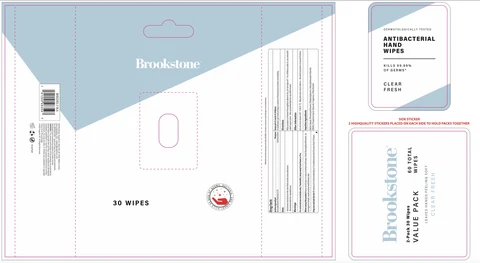 Brookstone Value Pack Antibacterial Hand Wipes Clear Fresh packaging