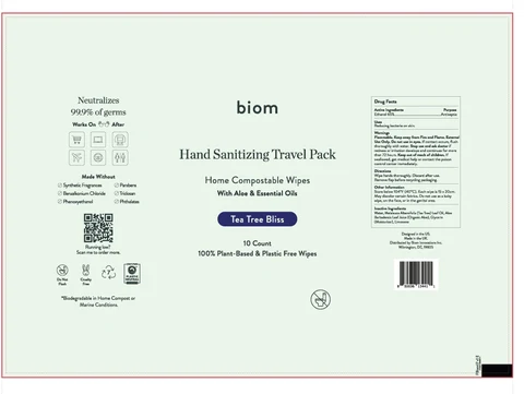 biom Sanitizing Alcohol Wipes - Tea Tree Bliss 포장