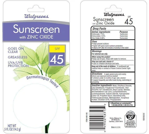 Walgreens SunscreenSPF 45 SPF 45 SPF 45 packaging