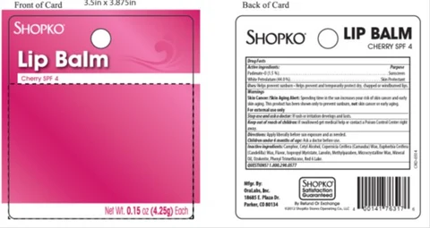 Shopko Cherry SPF 4 Lip Balm 포장