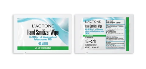 LACTONE HAND SANITIZER WIPE packaging
