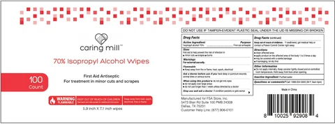 caring mill Alcohol Wipes packaging