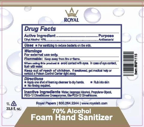 Royal 70-percent Alcohol Foam Hand Sanitizer packaging