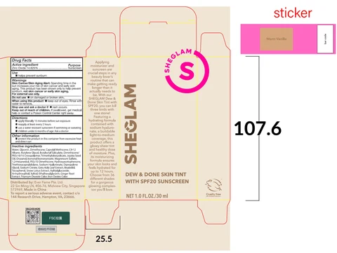 Sheglam Dew and Done Skin Tint with SPF 20 Warm Vanilla 포장