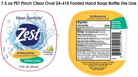 Zest Antibacterial Liquid Hand Soap, Fresh Aqua 포장