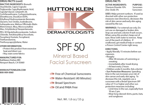 SPF 50 Mineral Based Facial Sunscreen 포장