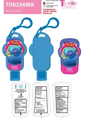 Trolls Blueberry scented Hand SanitizerTrolls packaging