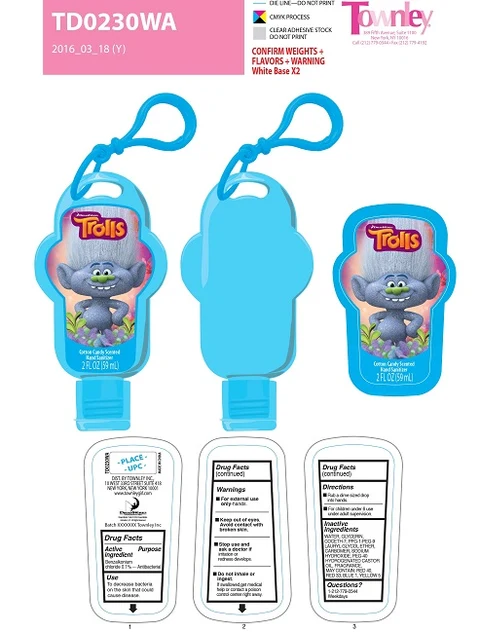 Trolls Cotton Candy Scented Hand Sanitizer packaging