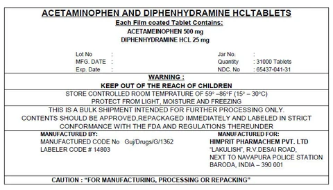 ACETAMINOPHEN AND DIPHENHYDRAMINE HYDROCHLORIDE 포장